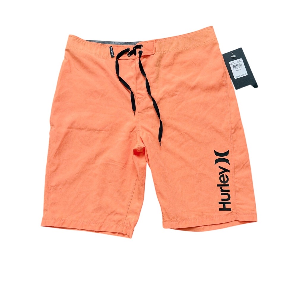 Hurley Board Shorts Men Size 20 Orange New Citrus Heather Swim Trunks Logo